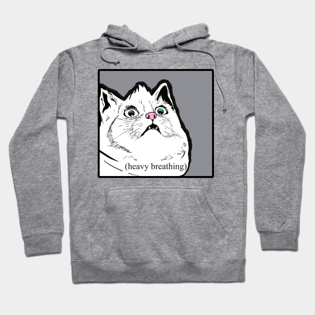 Heavy Breathing Cat Meme Hoodie by Barnyardy